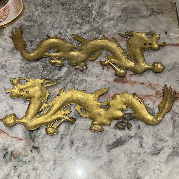 Set Of 2 Vintage Brass Dragons - Picture 6 of 11